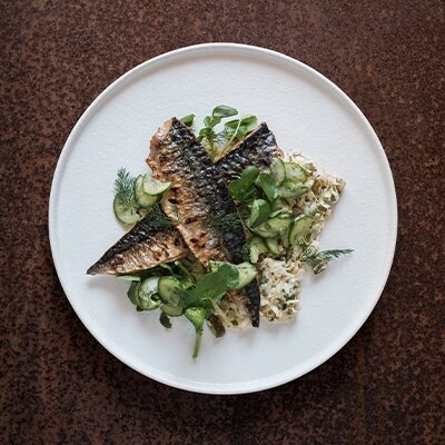 Wine Club by Majestic Recipe | Grilled Mackerel with Smoked Celeriac Remoulade & Quick Pickled Cucumber