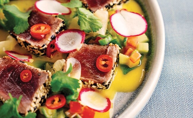 Wine Club by Majestic Recipe | Grilled Mackerel with Smoked Celeriac Remoulade & Quick Pickled Cucumber
