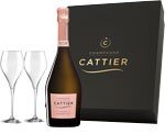 Cattier Premier Cru Rosé Champagne and 2x Champagne Glasses