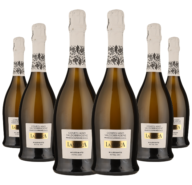 Image of La Marca Extra Dry Prosecco, Conegliano Valdobbiadene DOCG 6 Bottle Sparkling Wine Case Deal