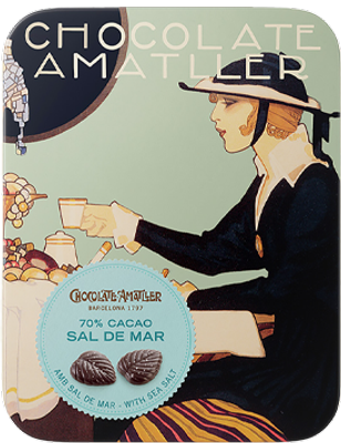 Show details for Amatller Salted Dark Chocolate Leaves Tin 60g
